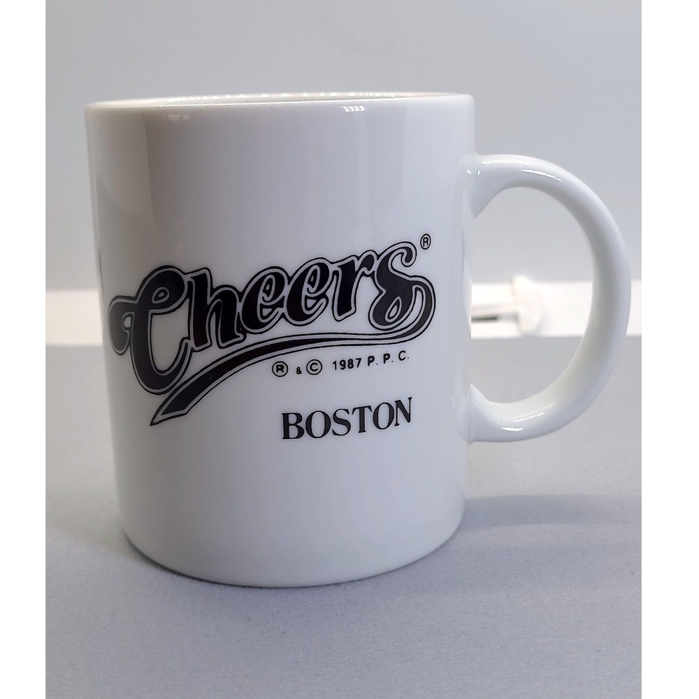 Vintage Cheers Boston Coffee Mug 1987 TV Show Souvenir White Ceramic 80s Retro